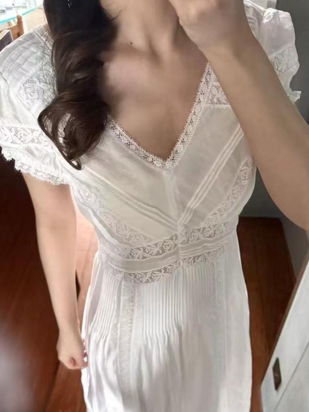 Loveshackfancy Suvi Heritage Midi Dress White inlay lace